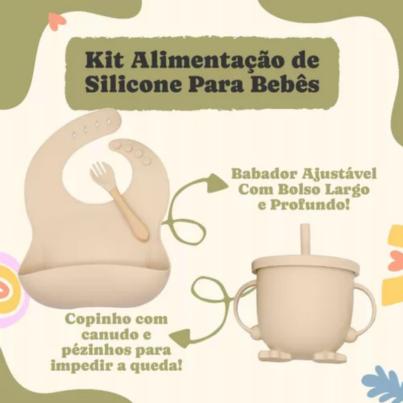 Kit Introdução Alimentar Bebê Utensílios de Silicone 8 Pçs BBL-54