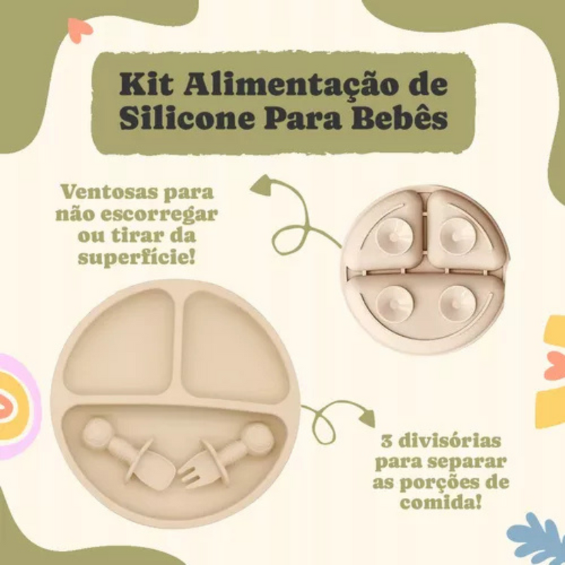 Kit Introdução Alimentar Bebê Utensílios de Silicone 8 Pçs BBL-54