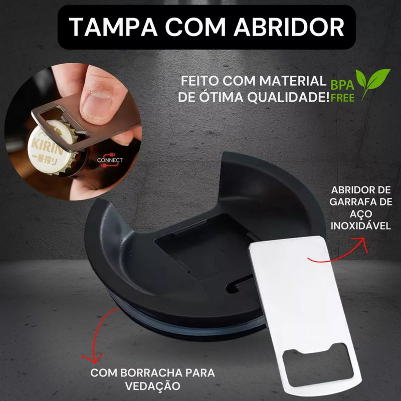 Copo Térmico Inox com Tampa e Abridor 473ml